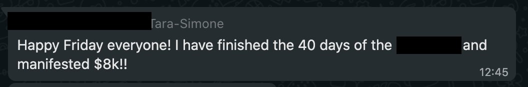 Tara Simone: $8k manifested